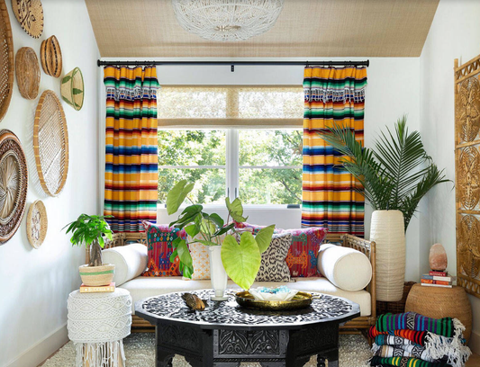 multi-colour striped boho curtains