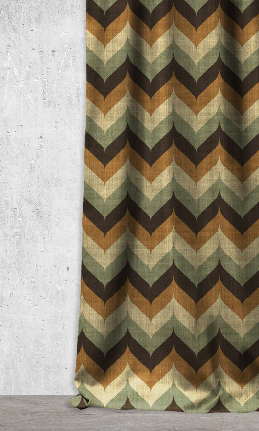 Custom Kilim Curtains (Green/ Coffee Brown/ Gold)