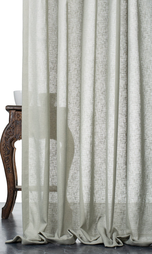 Textured Sheer Curtain Panels (Grey-Green)