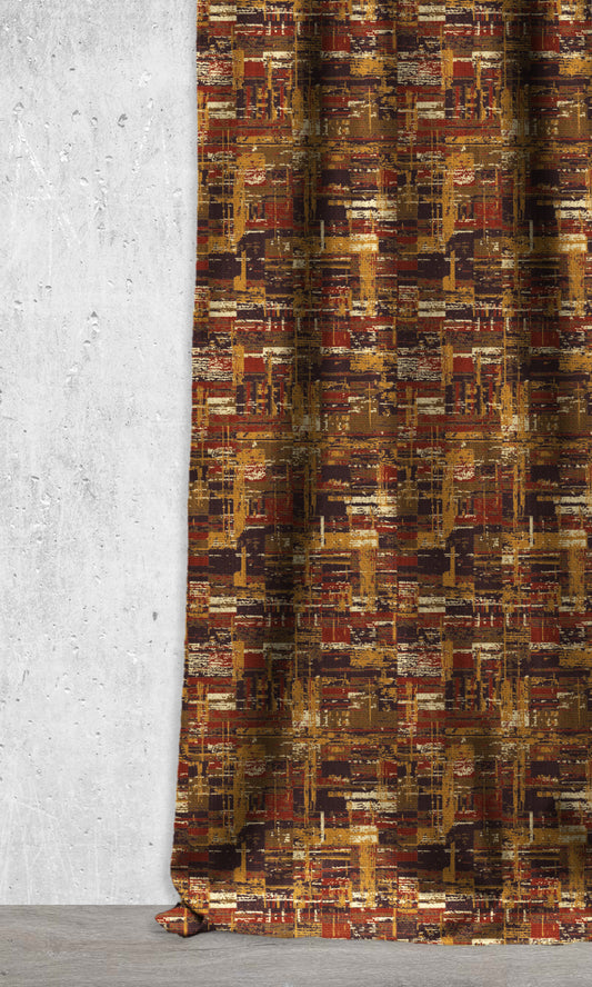 Made-to-Order Home Décor Fabric Sample (Brick Red/ Yellow/ Brown)