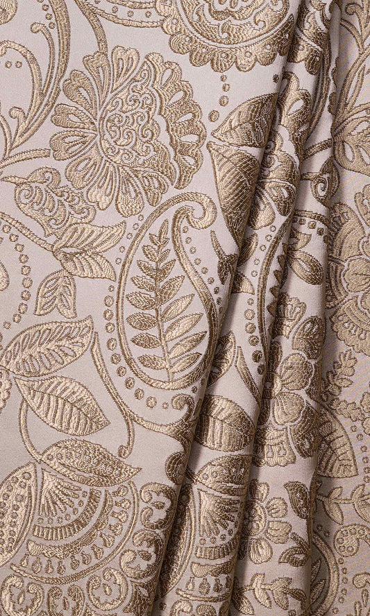 Floral Self-Patterned Curtain Panels (Two Tone Beige)