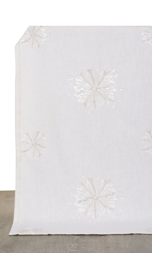 Sunburst Embroidered Home Décor Fabric By the Metre (White/ Pale Gray)