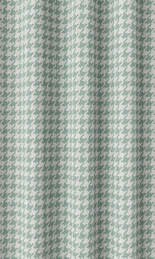 Houndstooth Print Curtains (Blue/ White)