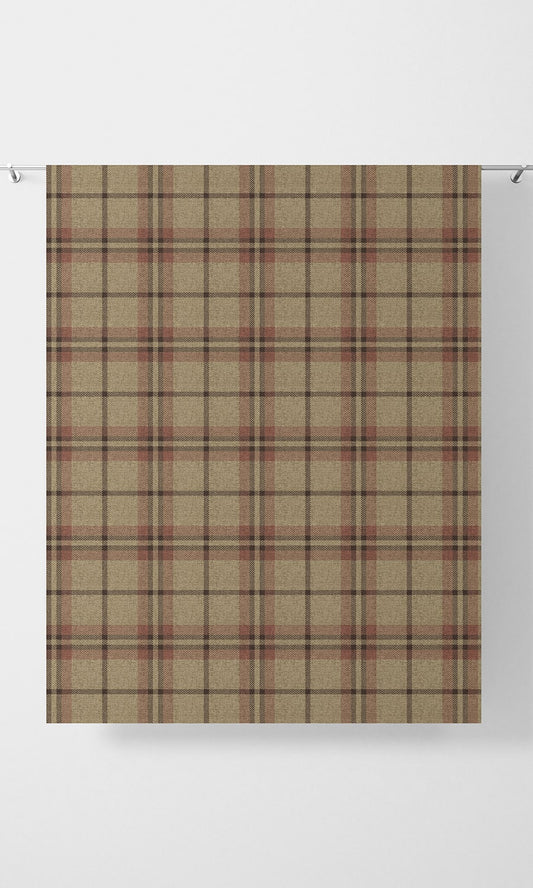 Check Patterned Curtain Panels (Beige/ Red)