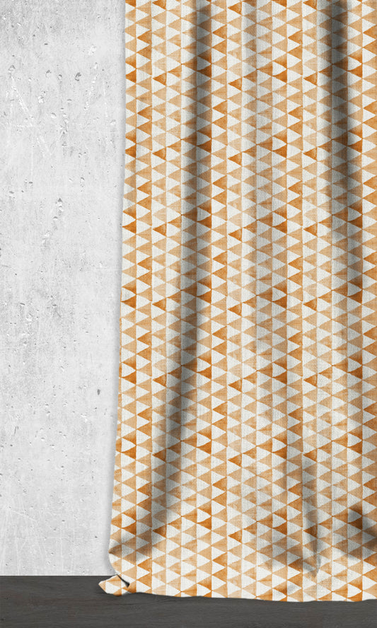 Geo-Print Home Décor Fabric Sample (White/ Burnt Orange)