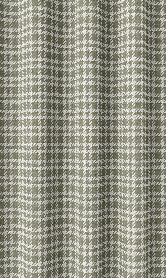 Check Patterned Home Décor Fabric Sample (Olive Green/ White)