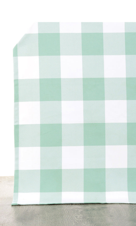 Buffalo Check Home Décor Fabric By the Metre (Aqua Blue/ Foam White)