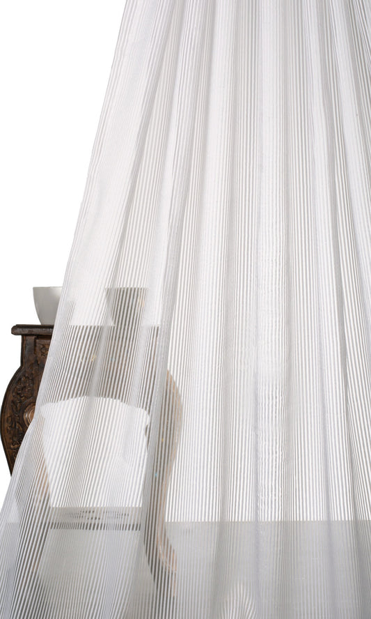 Striped Sheer Home Décor Fabric By the Metre (White)