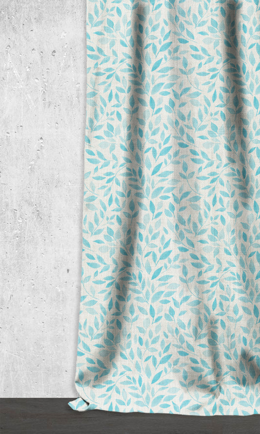 Botanical Print Drapes (Eggshell White/ Blue)