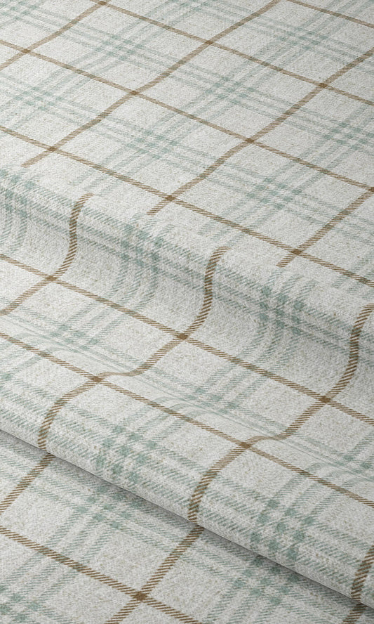 Modern Check Custom Home Décor Fabric Sample (White/ Blue/ Brown)