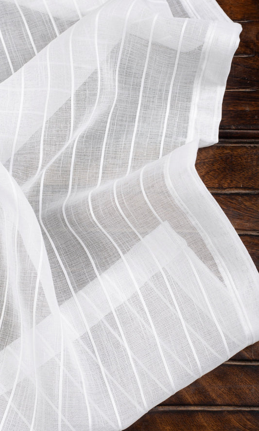 Striped Sheer Home Décor Fabric By the Metre (White)