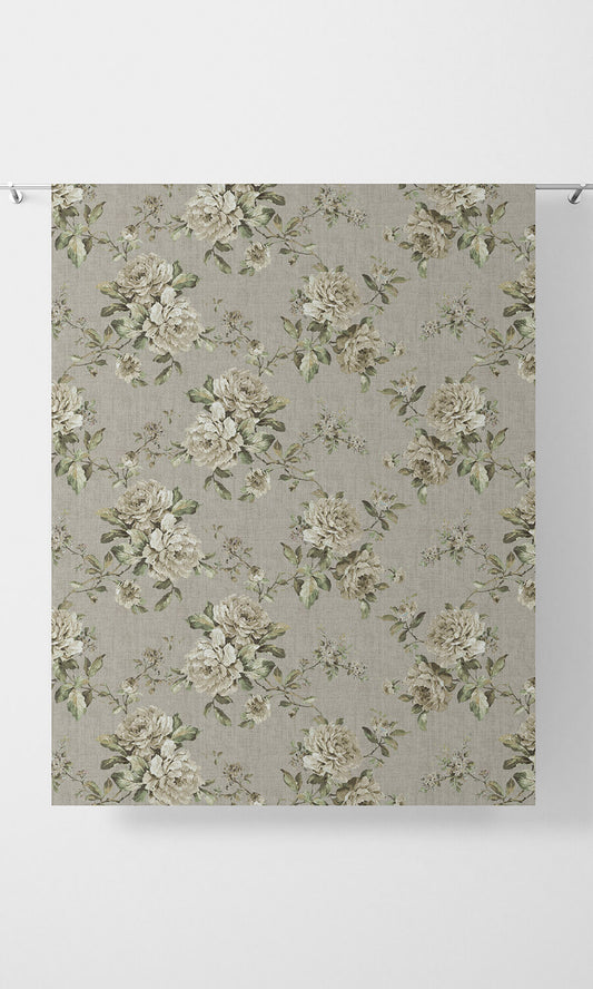 Country Floral Window Curtains (Warm Grey)