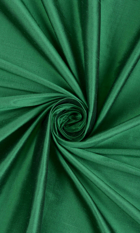 Plain Shantung Silk Custom Home Décor Fabric Sample (Emerald Green)