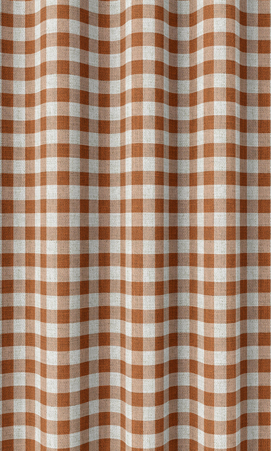 Checked Home Décor Fabric Sample (Burnt Orange/ White)