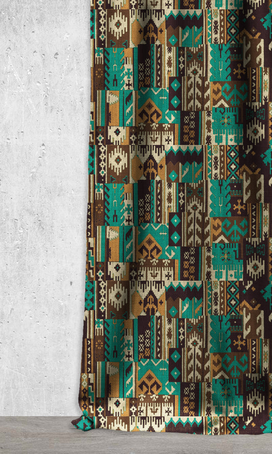 Made-to-Order Drapes (Turquoise/ Tawny Brown)