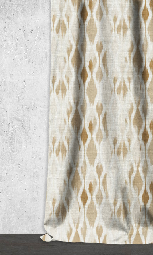 Ikat-Style Curtains (Eggshell White/ Pale Brown)