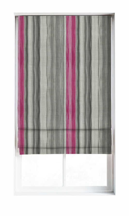 Watercolor Effect Striped Drapes (Grey/ Pink)