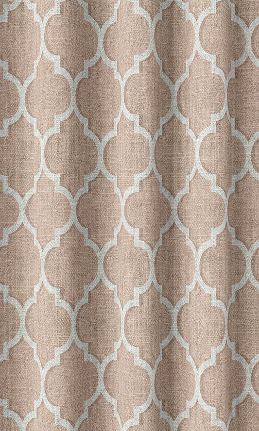 Trellis Tile Print Curtains (Blush Pink/ White)