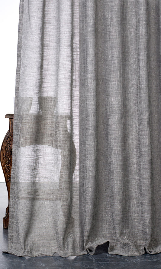 Textured Sheer Home Décor Fabric Sample (Stone Gray)