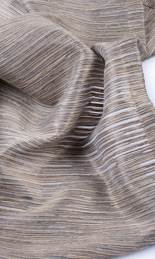 Striped Sheer Curtain Panels (Mocha Brown)