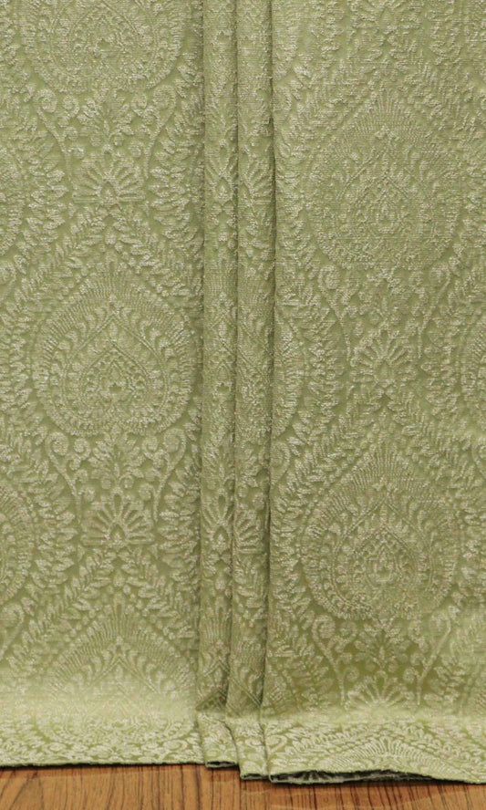 Textured Floral Curtains (Green)