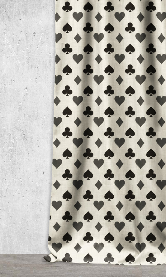 Modern Geo Print Curtains (Black/ Milky White)