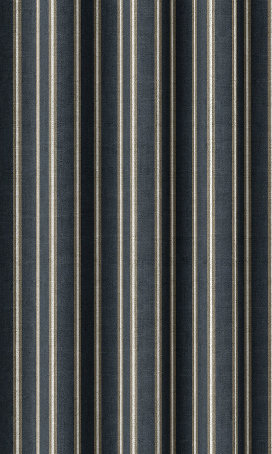 Modern Striped Print Drapes (Navy Blue/ Brown)