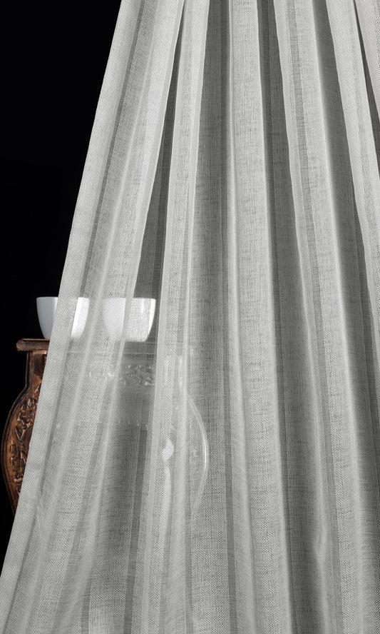 Textured Striped Sheer Curtains (Grey)