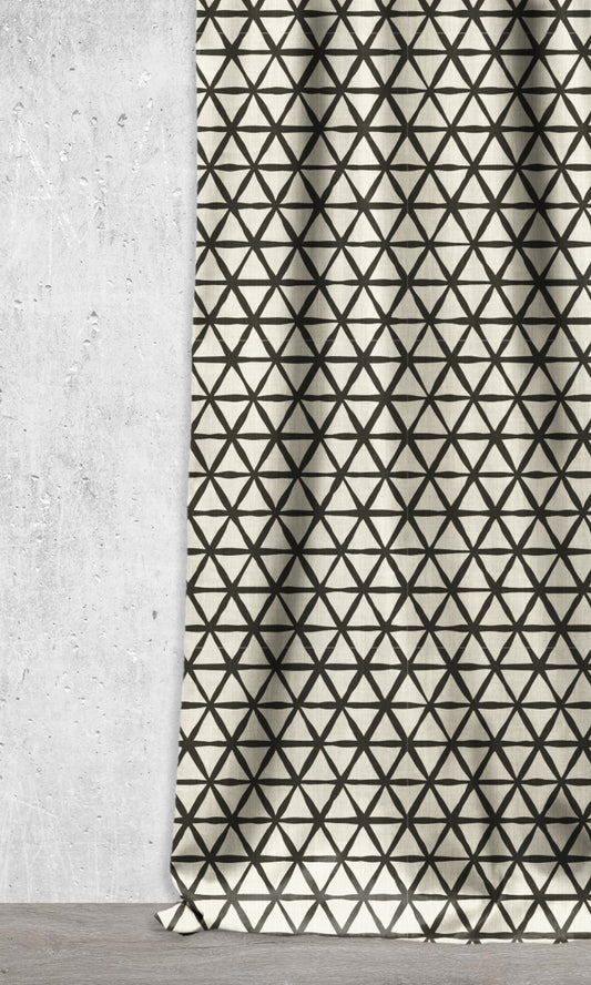 Geometrical Pattern Home Décor Fabric By the Metre (Black/ Ivory)