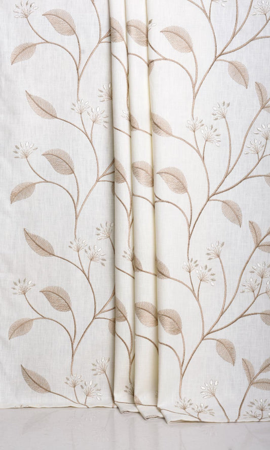 Floral Embroidery Drapes (White/ Cream)