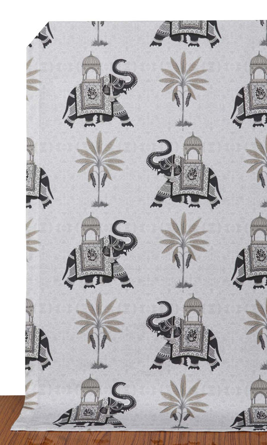 Cotton Printed Curtain Panels (Grey)