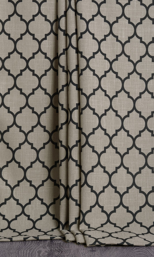 Moroccan Tile Patterned Curtains (Beige/ Brown)