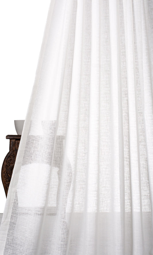 Plain Sheer Window Curtains (White)