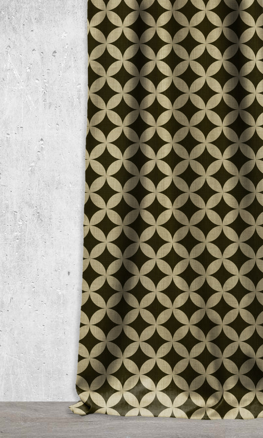 Print Home Décor Fabric Sample (Black/ Khaki Brown)