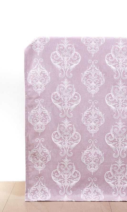 Custom Size Window Drapes (Mauve/ White)