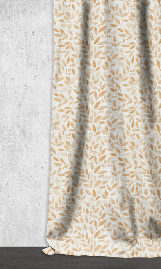 Botanical Print Drapes (Eggshell White/ Orange/ Brown)