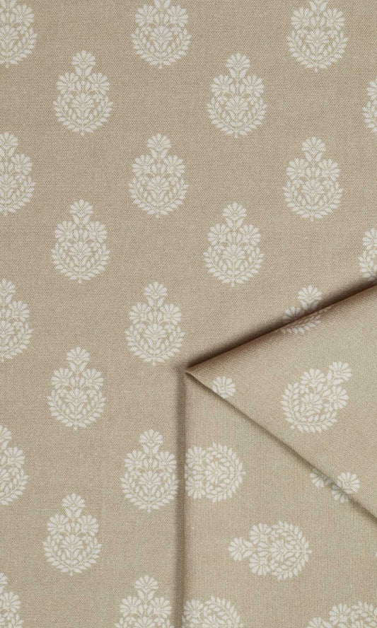 Floral Cotton Window Curtains/ Drapes (Beige/ Grey)