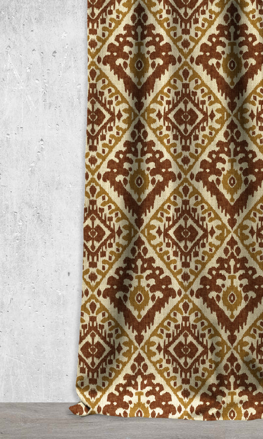 Ikat Custom Home Décor Fabric Sample (Gold/ Rust Orange)