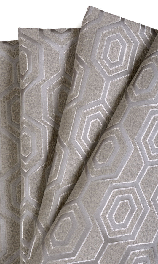 Jacquard Honeycomb Patterned  Curtains (Grey)