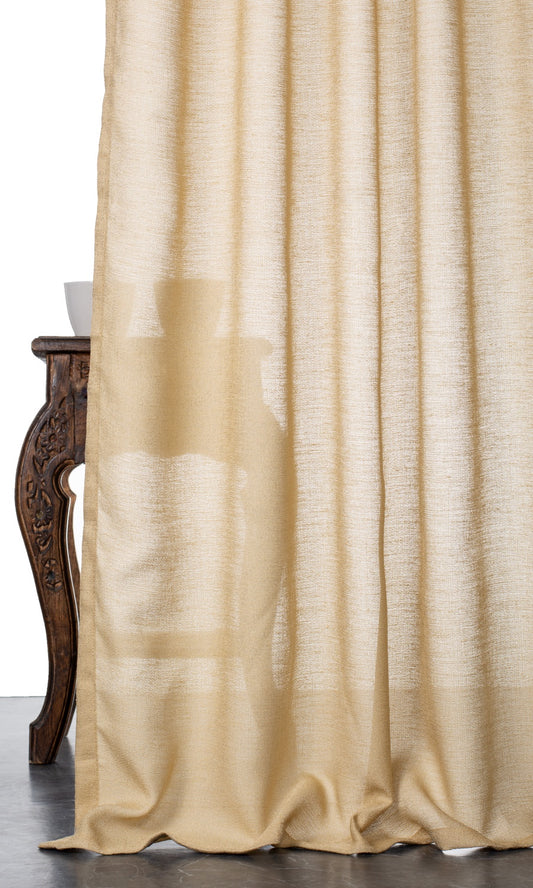 Plain Sheer Window Curtains (Macaroon Beige / Warm Yellow)