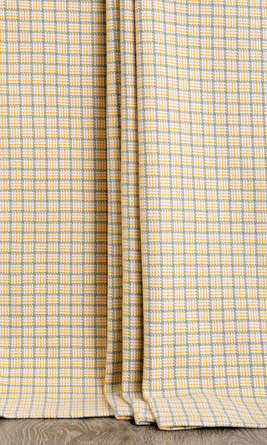 Basketweave Patterned Home Décor Fabric Sample (Yellow/ Gray/ White)