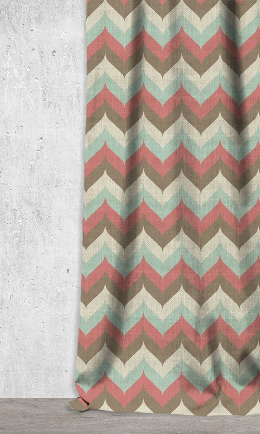 Bespoke Printed Window Home Décor Fabric Sample (Pink/ Blue/ Brown)