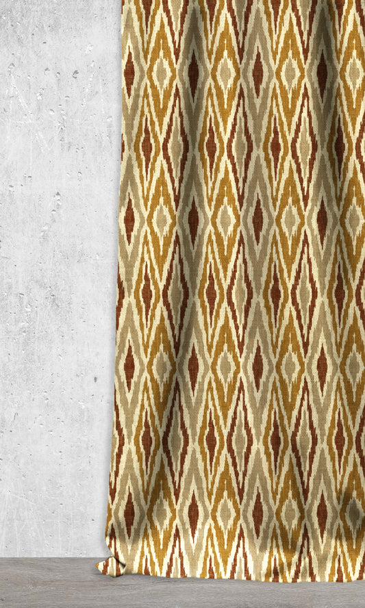 Patterned Ikat Drapes (Antique Gold/ Orange)