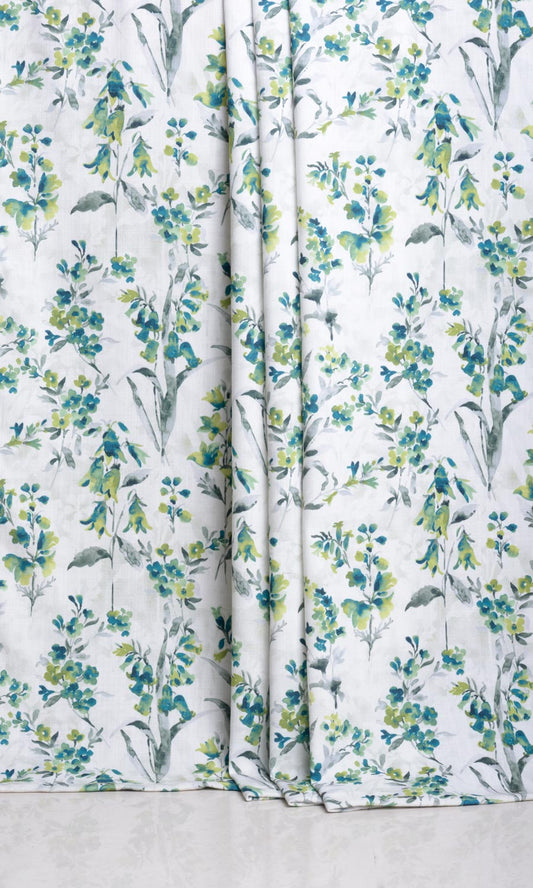 Floral Print Curtains (Blue/ Green)