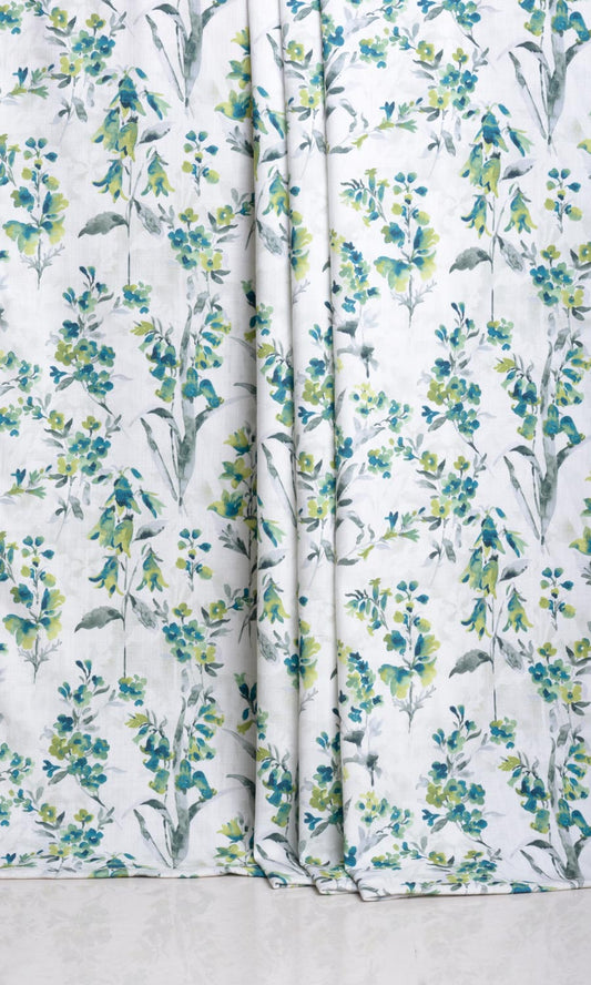 Floral Print Drapes (Blue/ Green)