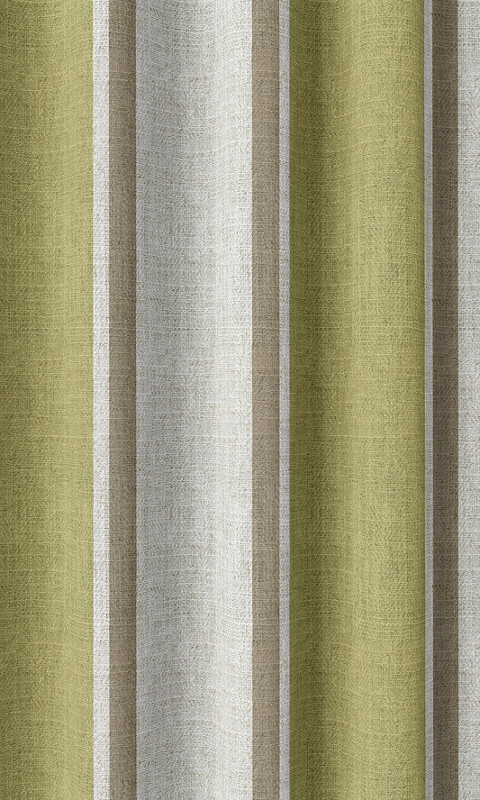 Modern Striped Print Home Décor Fabric By the Metre (Green/ Brown)