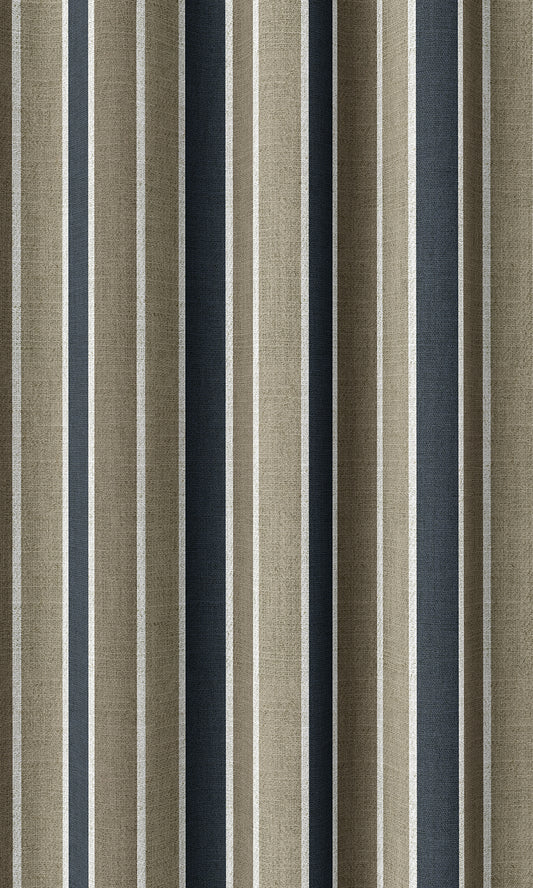 Striped Curtain Panels (Navy Blue/ Brown)