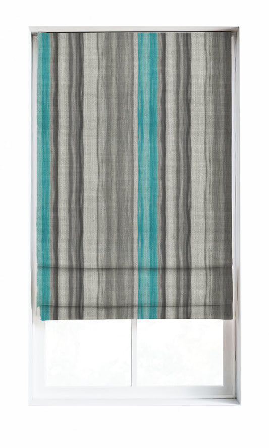 Watercolor Effect Striped Drapes (Grey/ Blue)