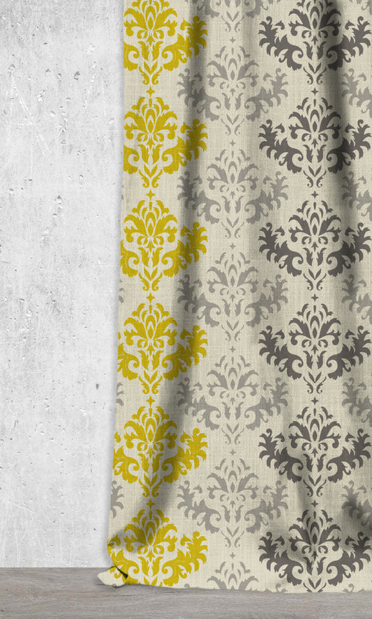 Custom Printed Window Home Décor Fabric Sample (Yellow/ Grey)