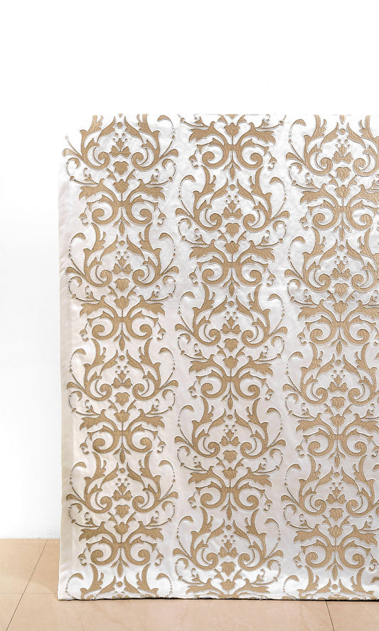 Damask Curtains (Golden/ White)